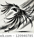 A dynamic ink painting of a hawk in flight 120940785