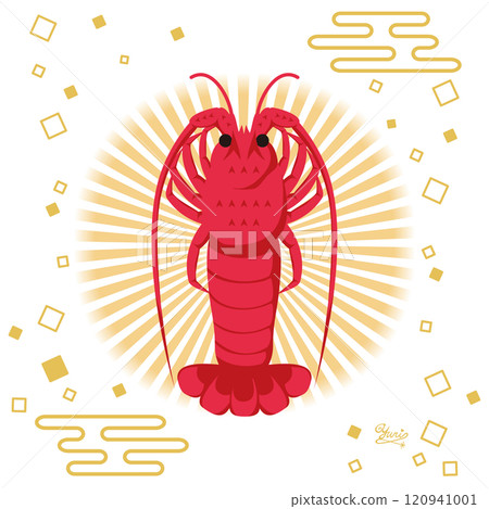 龍蝦蝦海鮮海鮮新年插畫素材 龍蝦蝦海鮮海鮮新年插畫素材 120941001