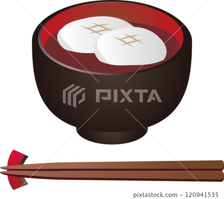 Oshiruko Shiruko Shiruko Shiruko Anko 麻糬糖果食物碗插圖簡單插圖 120941535