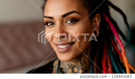 Diverse expression of modern piercing and tattoo trends in vibrant urban culture 120942063