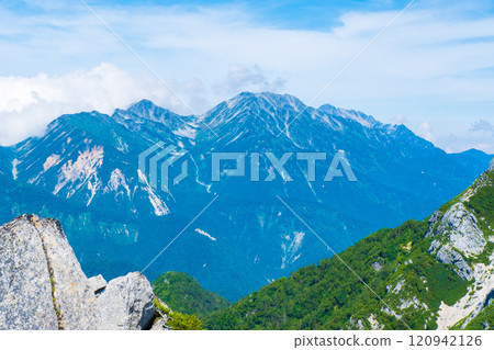 Climbing Mt. Eboshi and Mt. Minamizawa in summer (view of Mt. Tateyama from the summit of Mt. Eboshi) 120942126