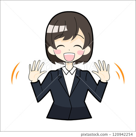 穿著西裝的女人揮手的插圖 120942254