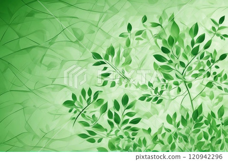 green watercolor pattern with bright green leaves 120942296