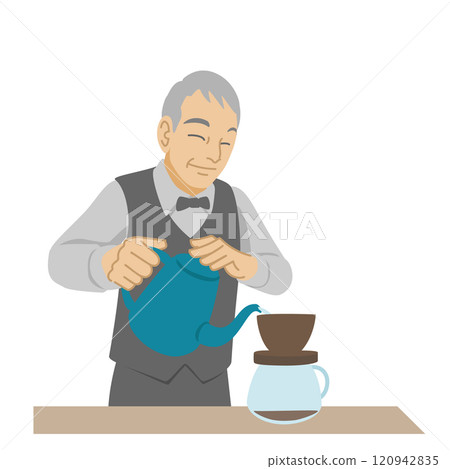 A woman brewing coffee by hand drip 120942835