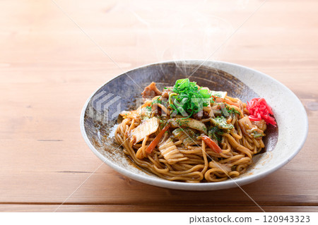 Kimchi Yakisoba (fried noodles with kimchi, pork belly and rich sauce) Kimchi Yakisoba (fried noodles with kimchi, pork belly and rich sauce) 120943323