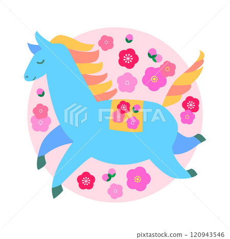 New Year's card material: Cute horse illustration material 120943546