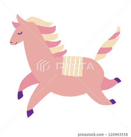 新年賀卡素材 可愛的小馬插畫素材 120943556