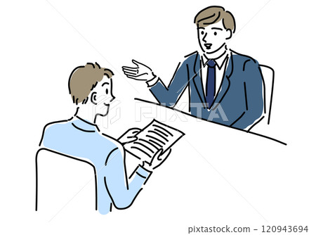 解釋/男子談判業務的粗手繪線圖 120943694