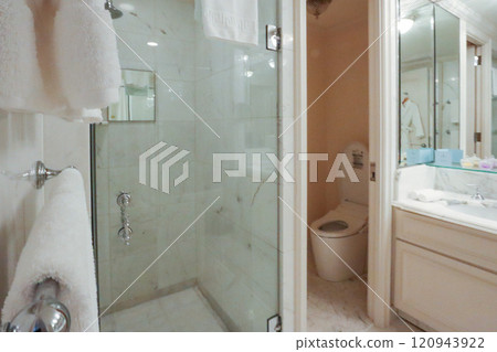 The Ritz-Carlton Osaka's beautiful guest room shower and toilet 120943922