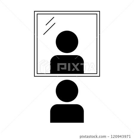 照鏡子的人的剪影 120943971