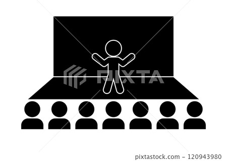 Silhouette of a person giving a presentation on stage Silhouette of a person giving a presentation on stage 120943980