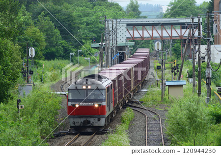 A freight train accelerating after passing Tokachi-Shimizu Station A freight train accelerating after passing Tokachi-Shimizu Station 120944230