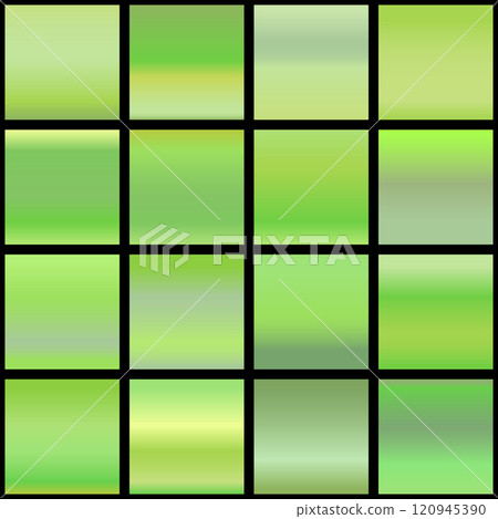 Metalic gradient collection with shiny rainbow hologram. Holographic foil texture, green, blue, yellow, pink gradation. Vector set for frame, ribbon, border, other design Metalic gradient collection with shiny rainbow hologram. Holographic foil texture, green, blue, yellow, pink gradation. Vector set for frame, ribbon, border, other design 120945390