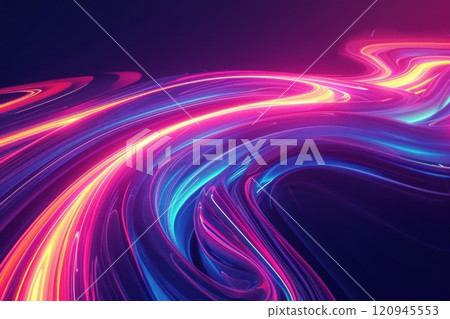 Abstract Neon Curve Trails Loop. Generative AI 120945553