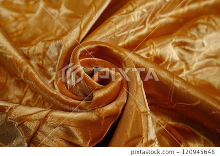 A gold fabric with a shiny texture 120945648