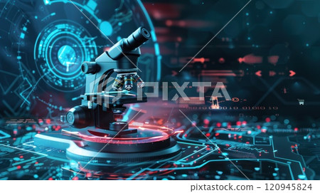 Microscope with a red and blue background 120945824