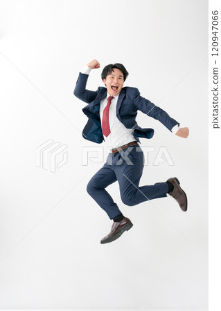 Businessman, male in his 20s, jumping 120947066