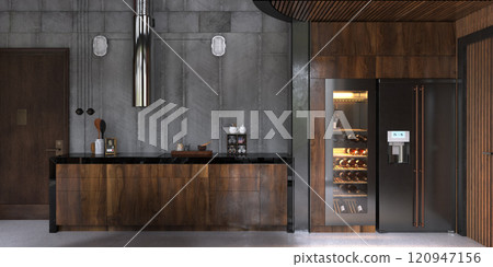Modern industrial-style kitchen 120947156