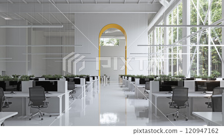 Sleek, modern office space with natural light and greenery. Sleek, modern office space with natural light and greenery. 120947162