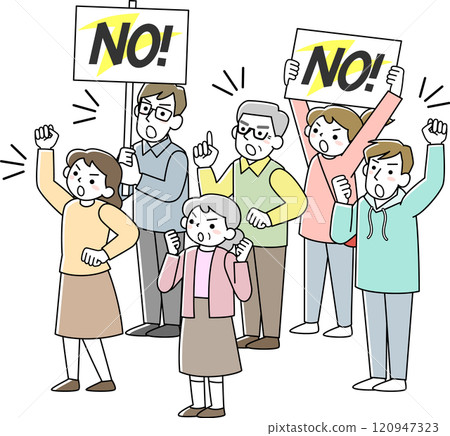 People of all ages protesting 120947323