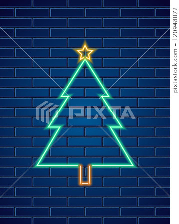 Neon Geometric Tree with Star on top 120948072