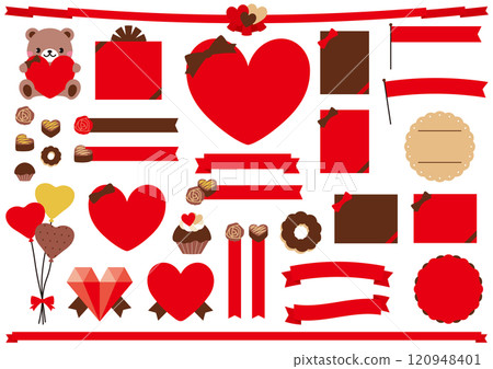 Simple and cute frame set perfect for Valentine's Day No text Red Birthday Sweets Celebration Simple and cute frame set perfect for Valentine's Day No text Red Birthday Sweets Celebration 120948401
