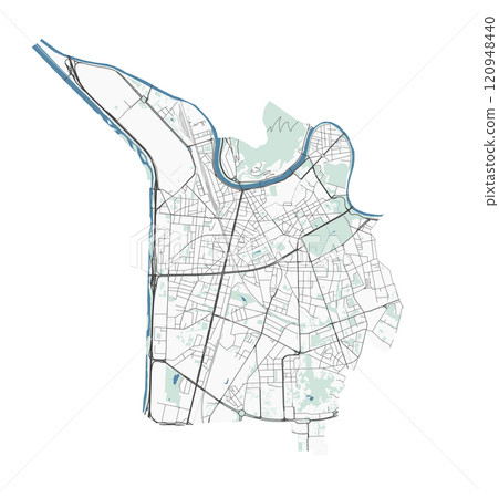 Map of Grenoble, France. Detailed city map, metropolitan area. 120948440