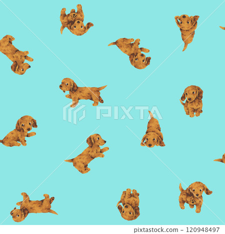 Seamless pattern made of hand drawn cute dogs, 120948497