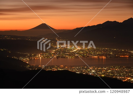 Night view from Takabocchi and Lake Suwa 120948987