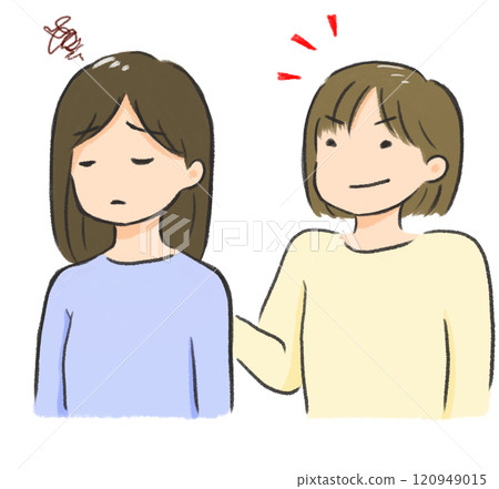 Illustration of a woman talking one-sidedly 120949015