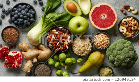 various fresh healthy products 120949154