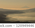 The morning sun shines on Mount Fuji floating in the sea of clouds 120949446