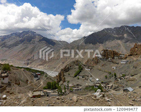Dhankar Gompa, a monastery built on the cliffs of the Spiti River in the remote area of Himachal Pradesh in northern India 120949477