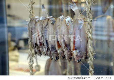 Dried fish in store 120949684