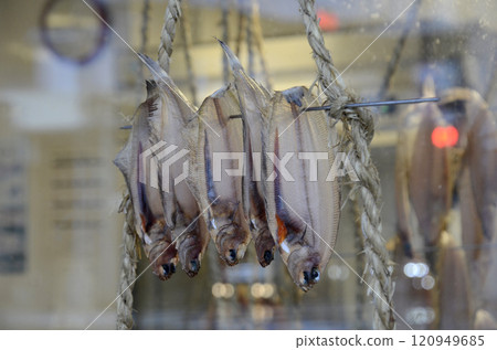 Dried fish in store 120949685