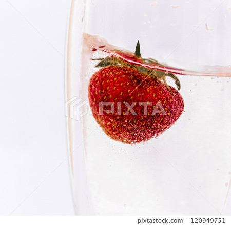 Close up shot of the strawberries in the water. Shot is good for commercials Close up shot of the strawberries in the water. Shot is good for commercials 120949751