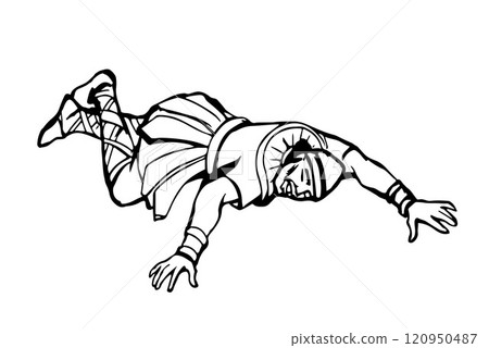 Vector drawing. The falling soldier Vector drawing. The falling soldier 120950487