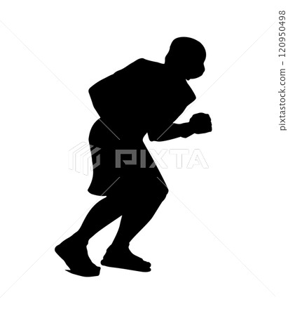 Vector drawing. Adult man flee with fear 120950498