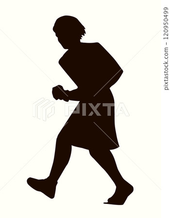 Vector drawing. Running warrior with sword 120950499