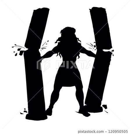 Vector drawing. Samson destroying temple Vector drawing. Samson destroying temple 120950505