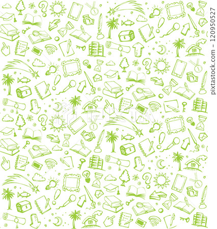 Vector background. Pattern of various icons Vector background. Pattern of various icons 120950527