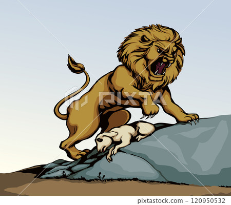 Vector drawing. An angry lion Vector drawing. An angry lion 120950532
