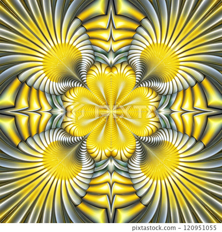 黃色萬花筒，美麗的幾何圖案 120951055