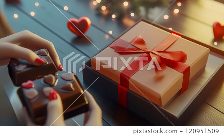 帶著情人節禮物的女人 120951509