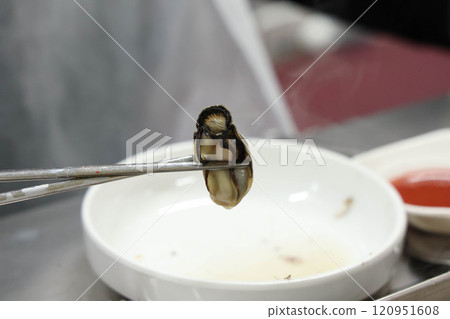 Korean seafood food. Steamed oysters 120951608