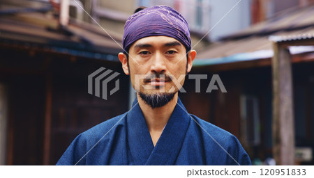 Japanese master, martial arts and portrait of man with confidence, serious and determination. Asian person, face and warrior at dojo for jujutsu training, culture and sensei of traditional sports Japanese master, martial arts and portrait of man with confidence, serious and determination. Asian person, face and warrior at dojo for jujutsu training, culture and sensei of traditional sports 120951833