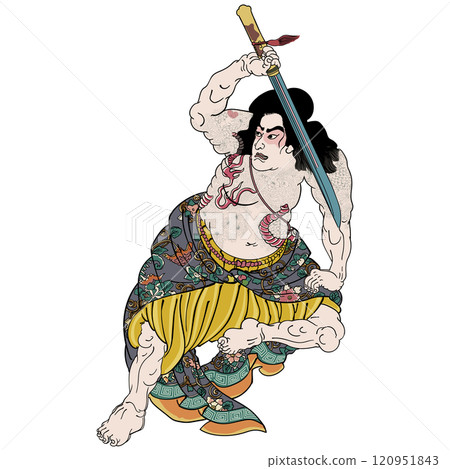 【水滸英雄鏡-長白跳掌君】-【歌川芳晴】 120951843