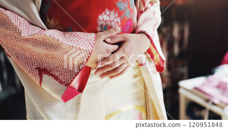 Hands, kimono and traditional with style for person with embroidery, history and design at store. Tailor, clothes and culture with material, silk and heritage with indigenous fashion at shop in Japan Hands, kimono and traditional with style for person with embroidery, history and design at store. Tailor, clothes and culture with material, silk and heritage with indigenous fashion at shop in Japan 120951848