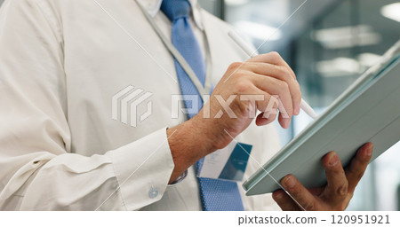 Tablet, hands and business man with pen for schedule, email or review insurance policy on app in Japan. Closeup, digital technology and worker planning project, risk management or feedback in office Tablet, hands and business man with pen for schedule, email or review insurance policy on app in Japan. Closeup, digital technology and worker planning project, risk management or feedback in office 120951921