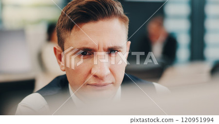 Thinking, reading and computer with Business man in office for glitch, website solution and brainstorming. Audit, 404 error and research with global consultant in Japan company for financial advisor Thinking, reading and computer with Business man in office for glitch, website solution and brainstorming. Audit, 404 error and research with global consultant in Japan company for financial advisor 120951994